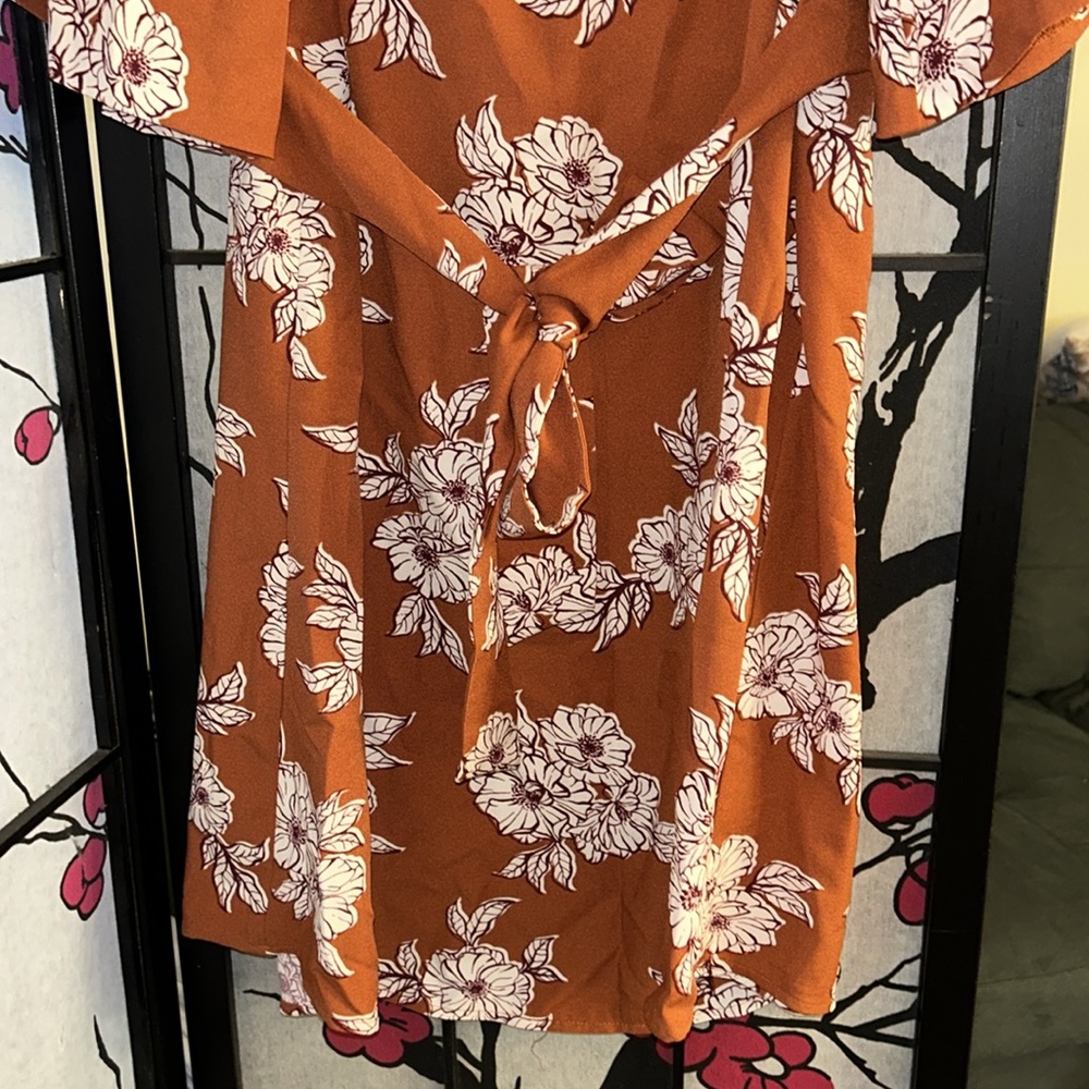 New Isabel Maternity Top Short Sleeve Pullover Short Sleeve Tie Orange Floral - Picture 3 of 11